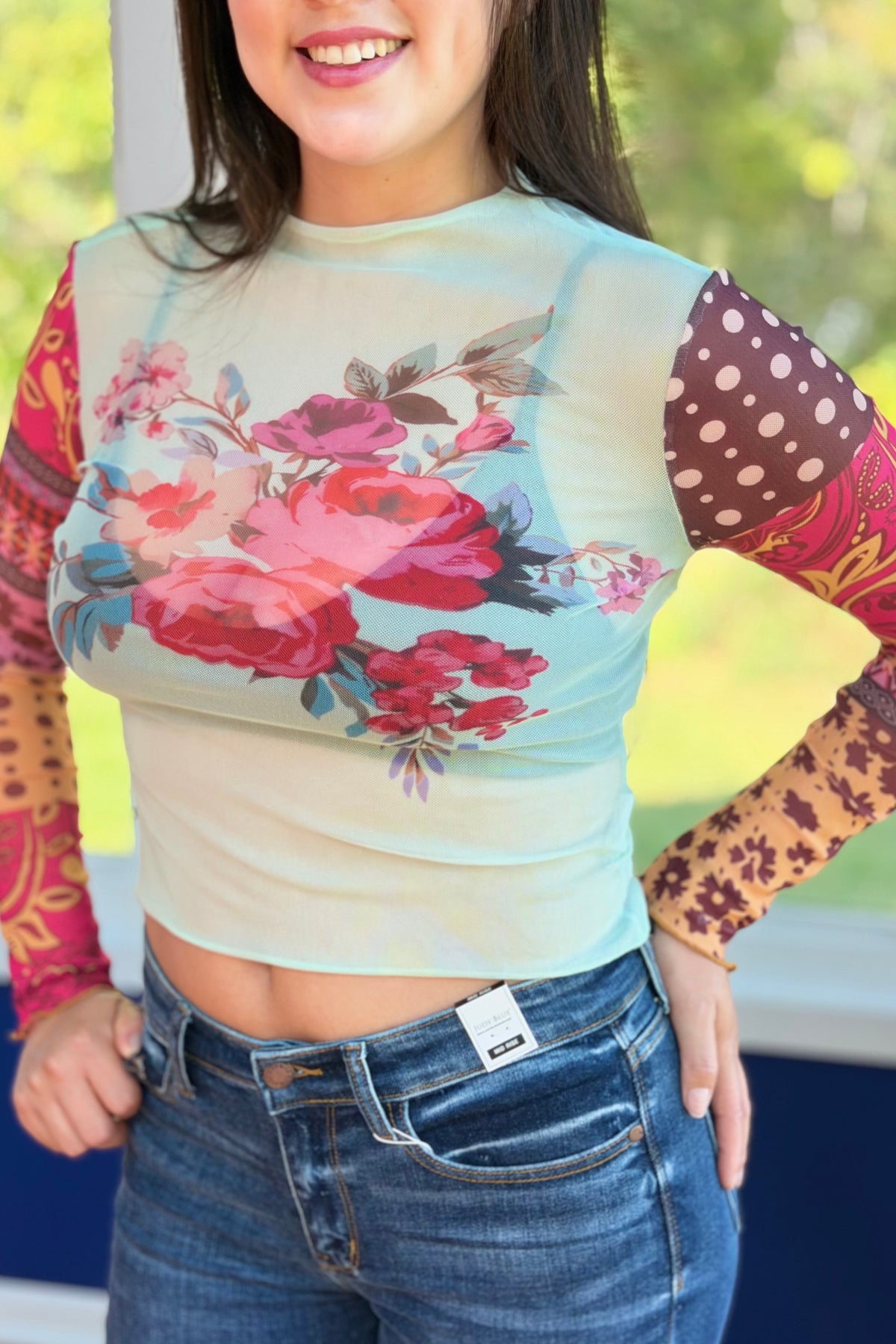 Bohemian Floral Mesh Top