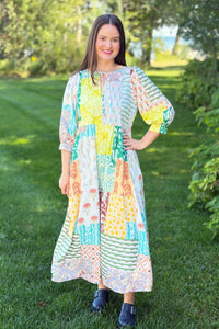 Boho Floral Patchwork Maxi Dress