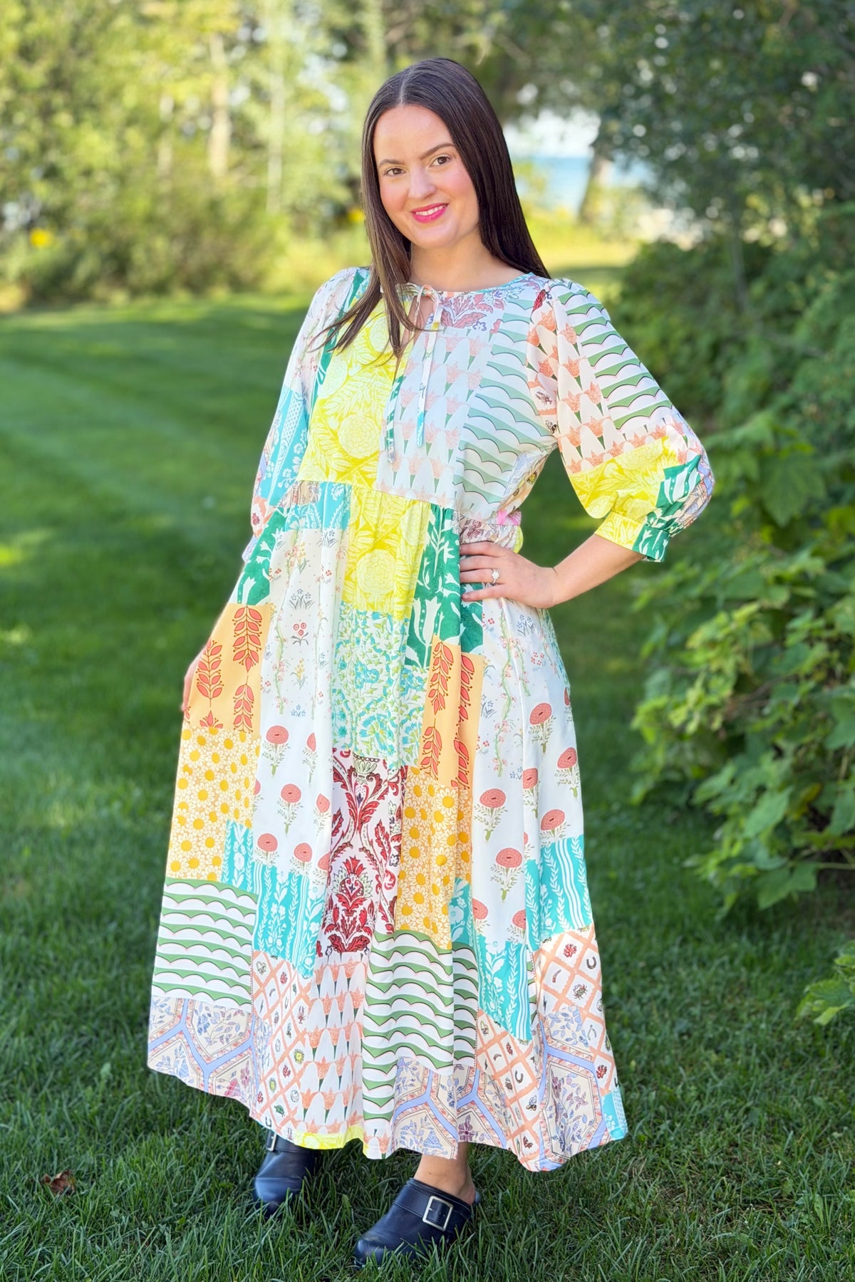 Boho Floral Patchwork Maxi Dress