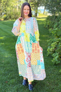 Boho Floral Patchwork Maxi Dress