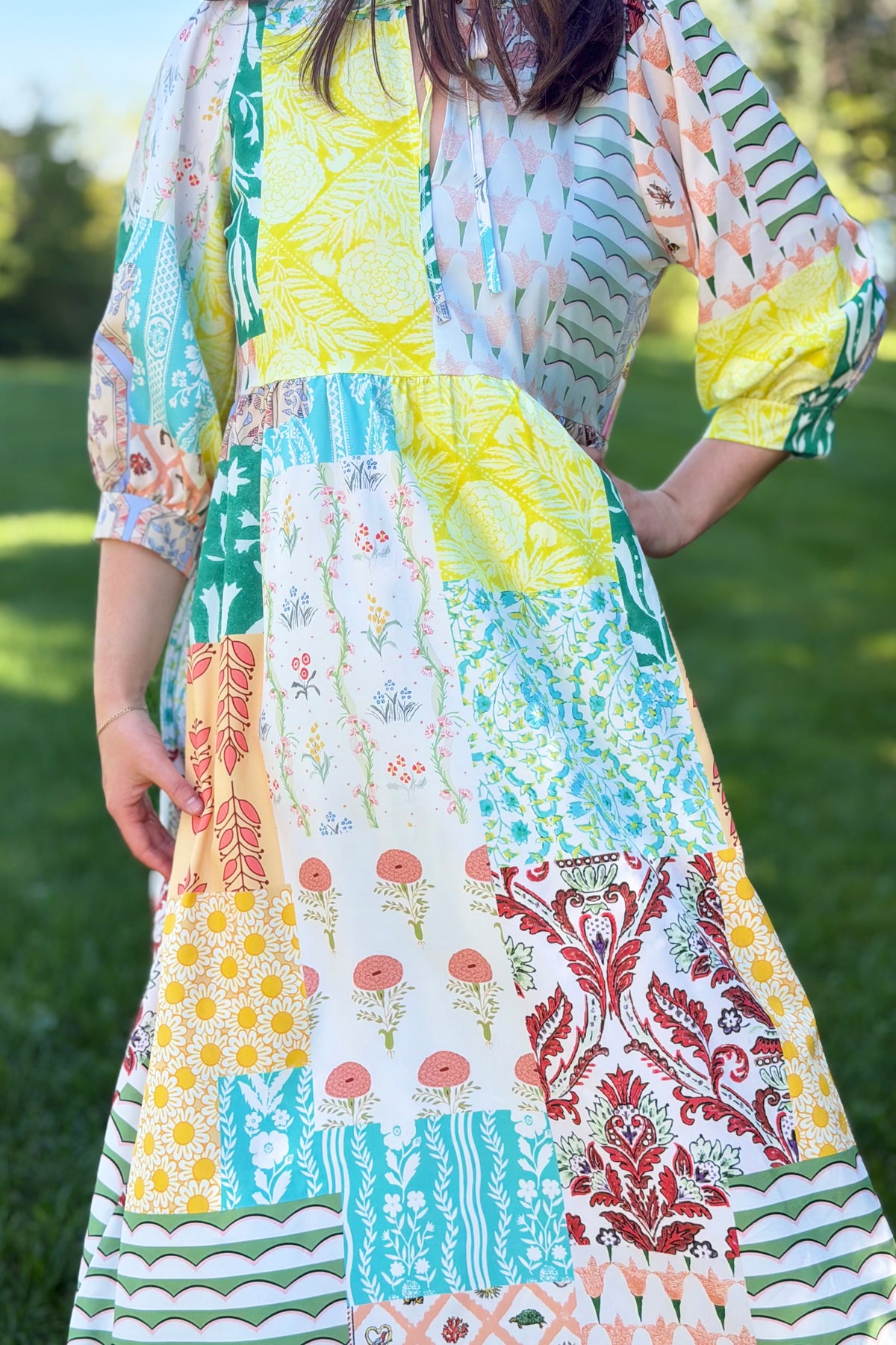 Boho Floral Patchwork Maxi Dress