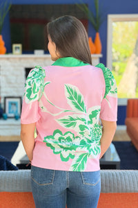 Floral Printed Ruffle Top - Green