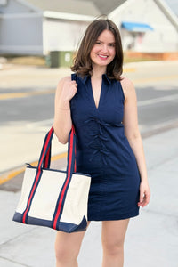 Sleeveless Collared Front Bow Dress