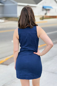 Sleeveless Collared Front Bow Dress