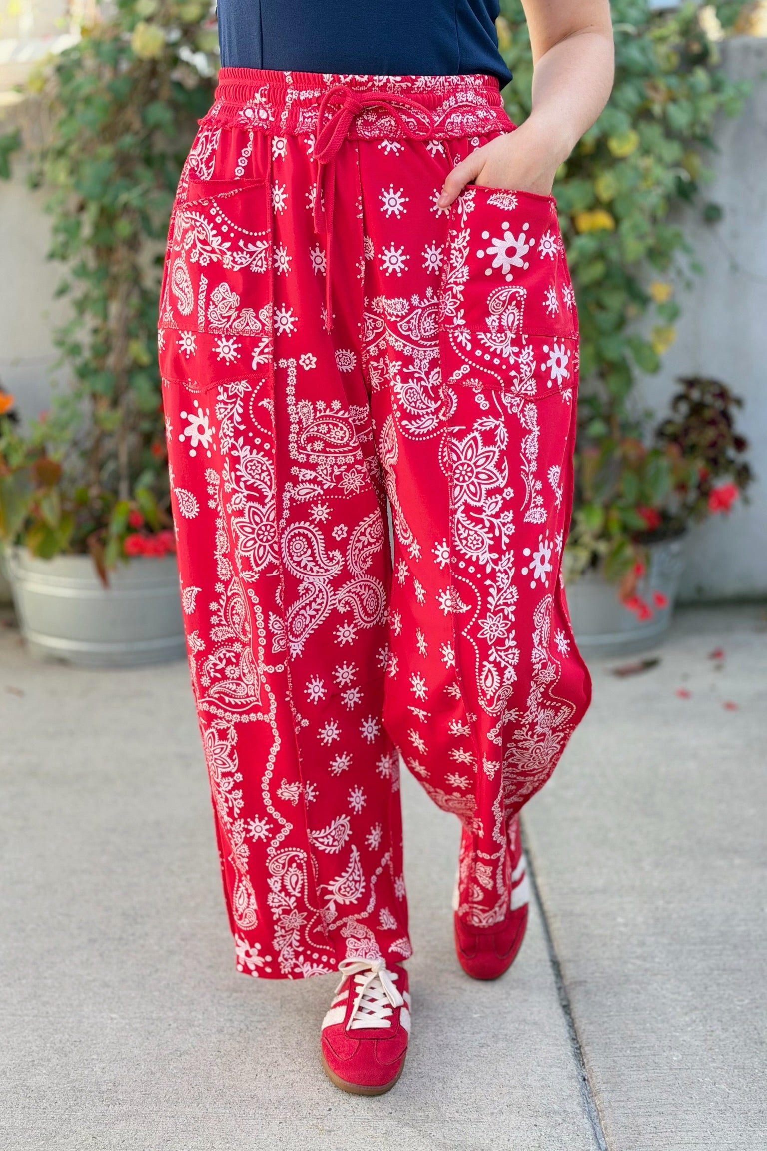 Barrel Fit Utility Pants - Red Bandana