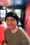 Sip Striped Pom Beanie - Navy