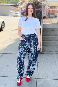 Barrel Fit Utility Pants - Navy Bandana