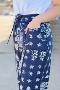 Barrel Fit Utility Pants - Navy Bandana