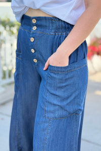 Wide Leg Chambray Pants
