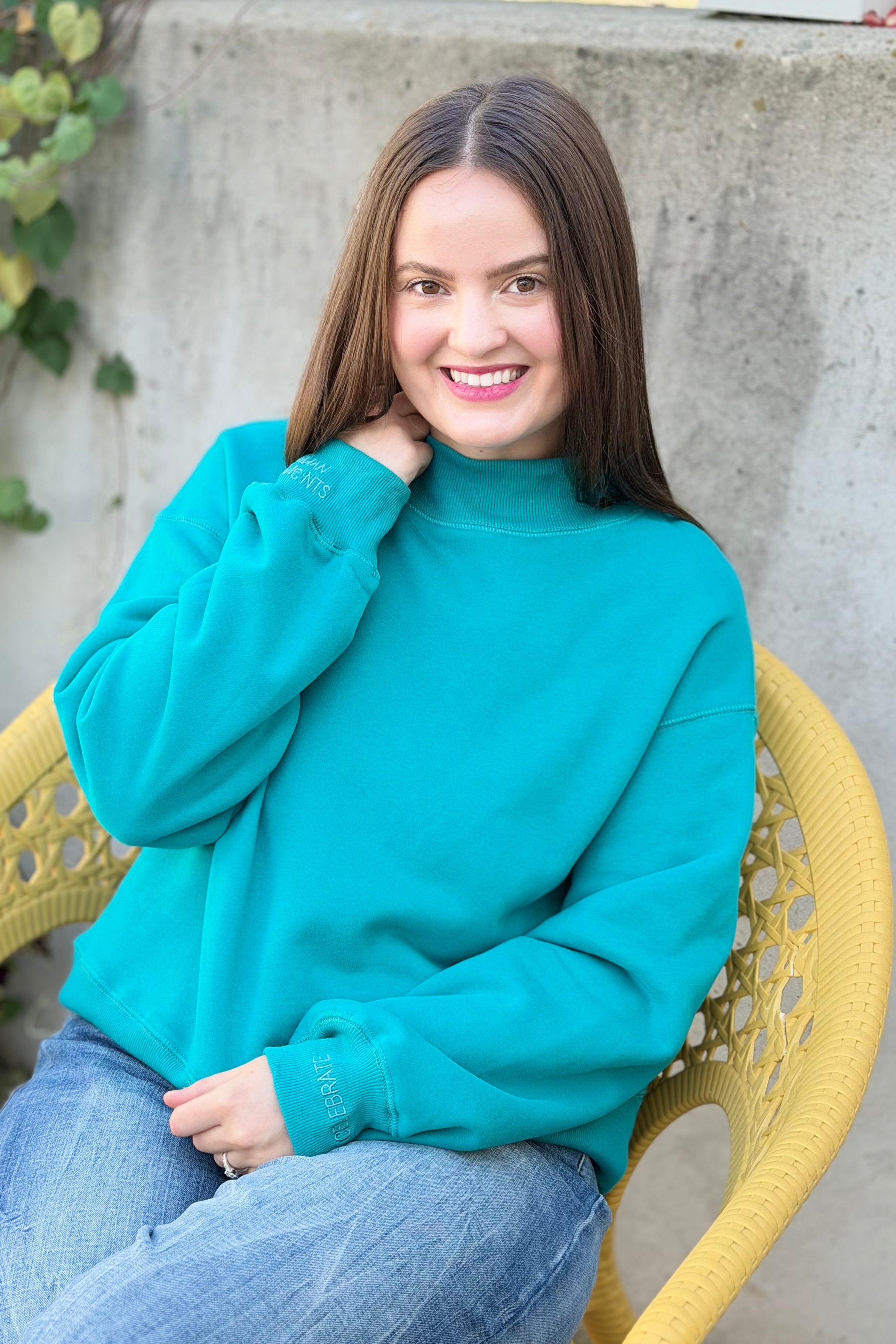 Everfleece Mock Neck Sweatshirt - Turquoise