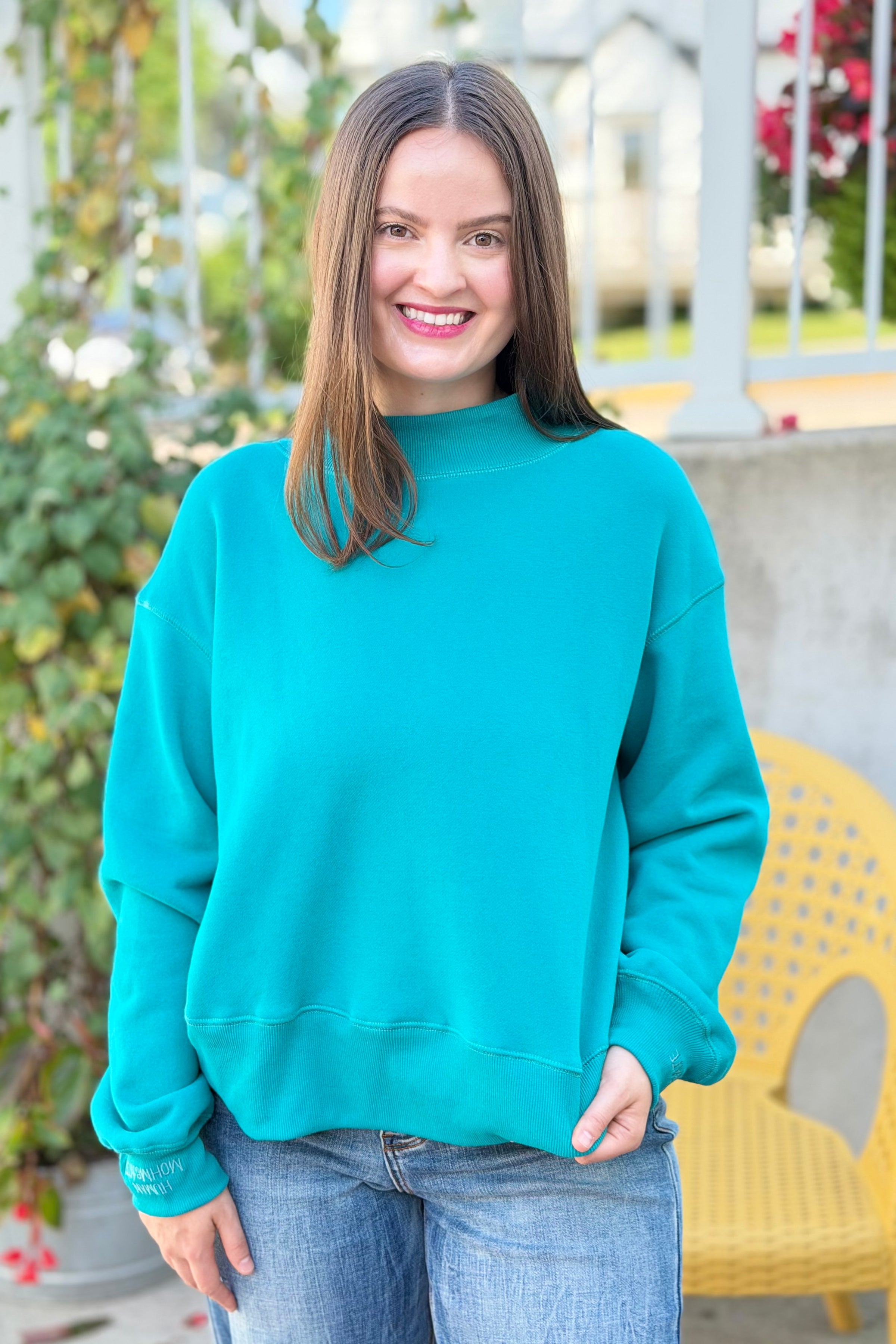 Everfleece Mock Neck Sweatshirt - Turquoise