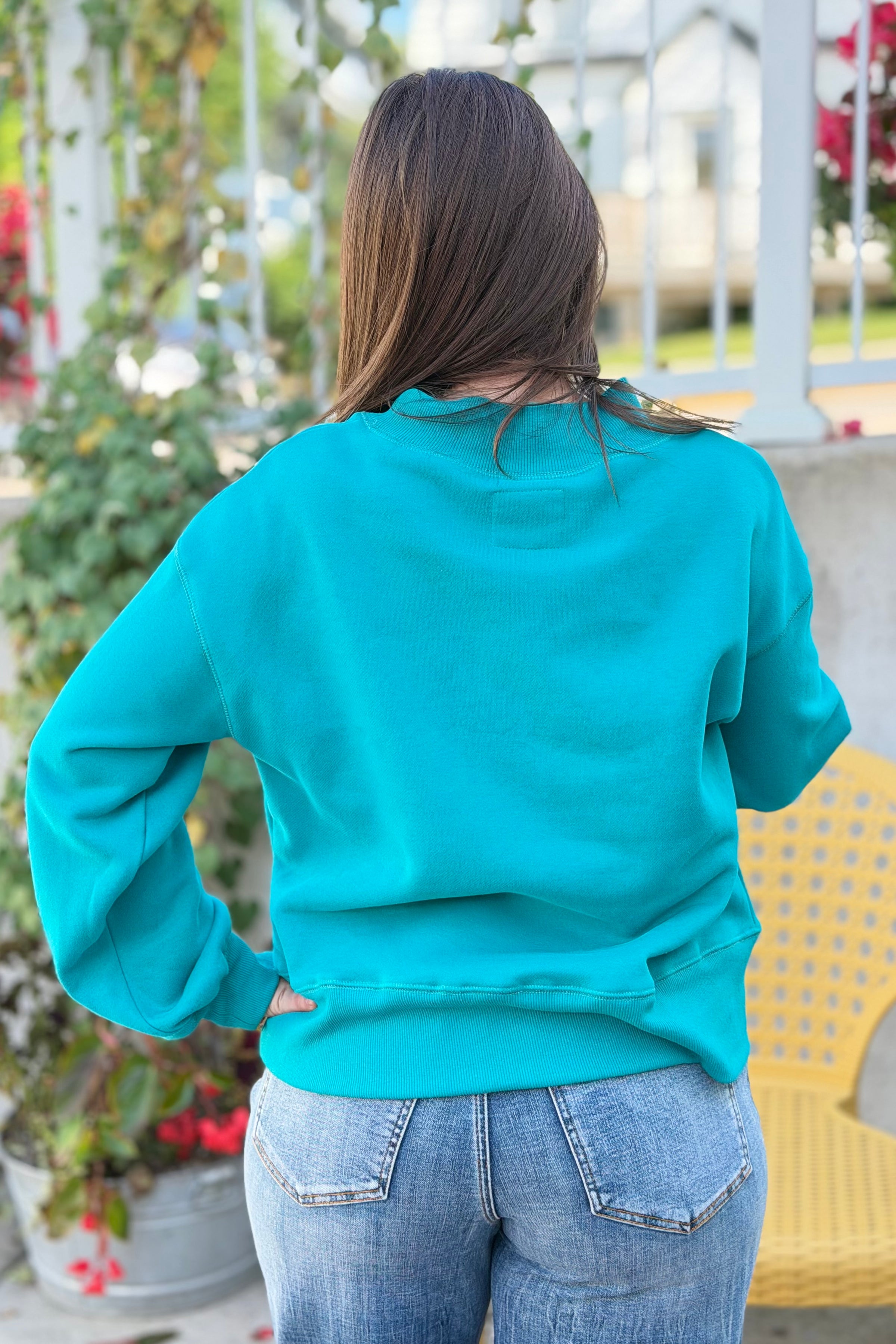 Everfleece Mock Neck Sweatshirt - Turquoise
