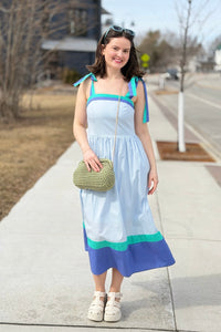 Color Block Tube Midi Dress - Blue