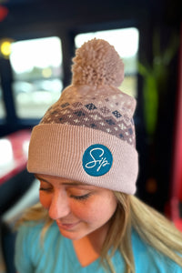 Sip Pattern + Pom Beanie