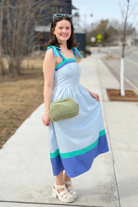 Color Block Tube Midi Dress - Blue