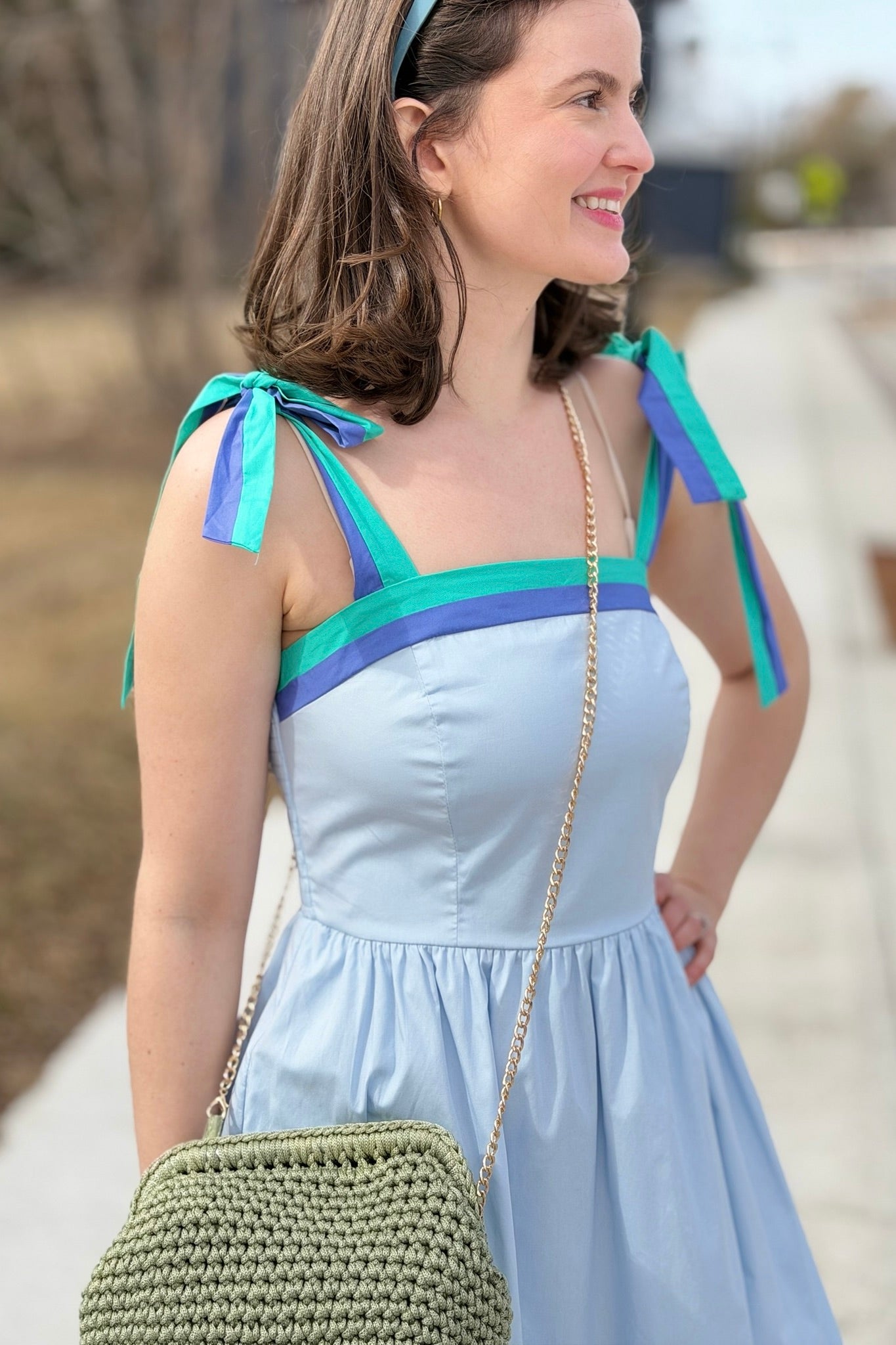 Color Block Tube Midi Dress - Blue