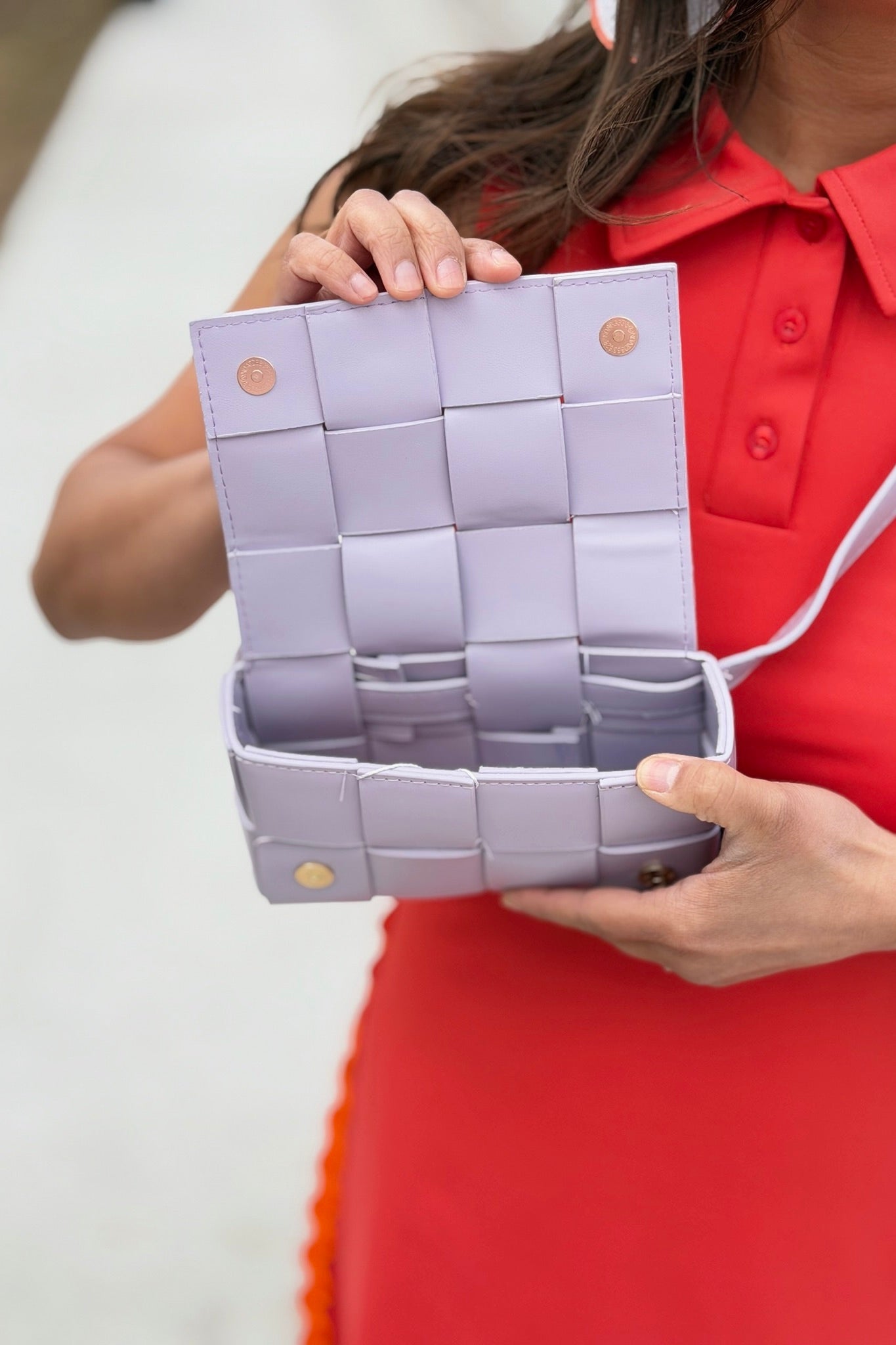 Woven Crossbody Waist Bag - Lilac