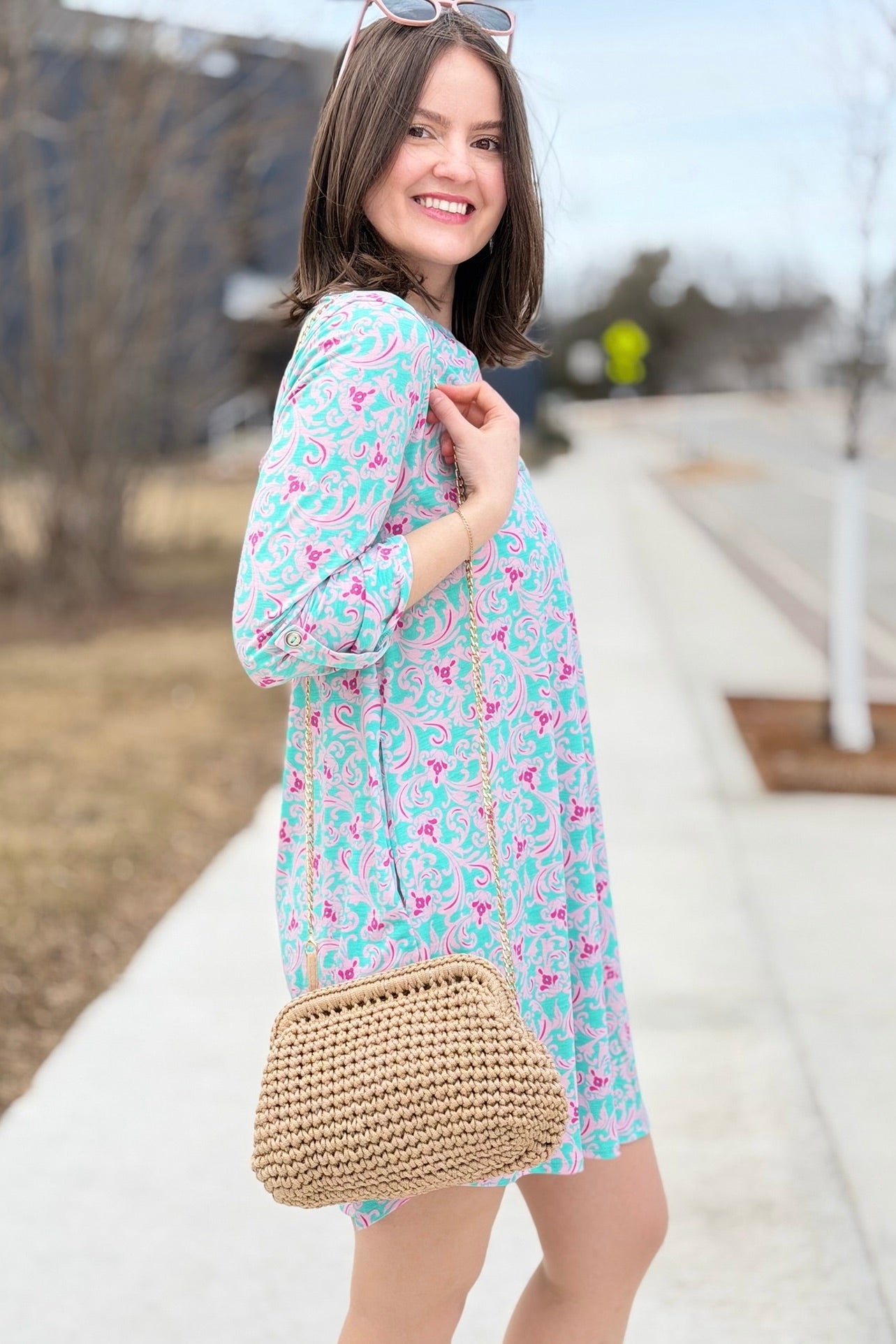 Anastasia Straw Clutch With Chain Strap - Natural