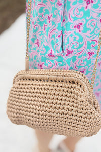 Anastasia Straw Clutch With Chain Strap - Natural