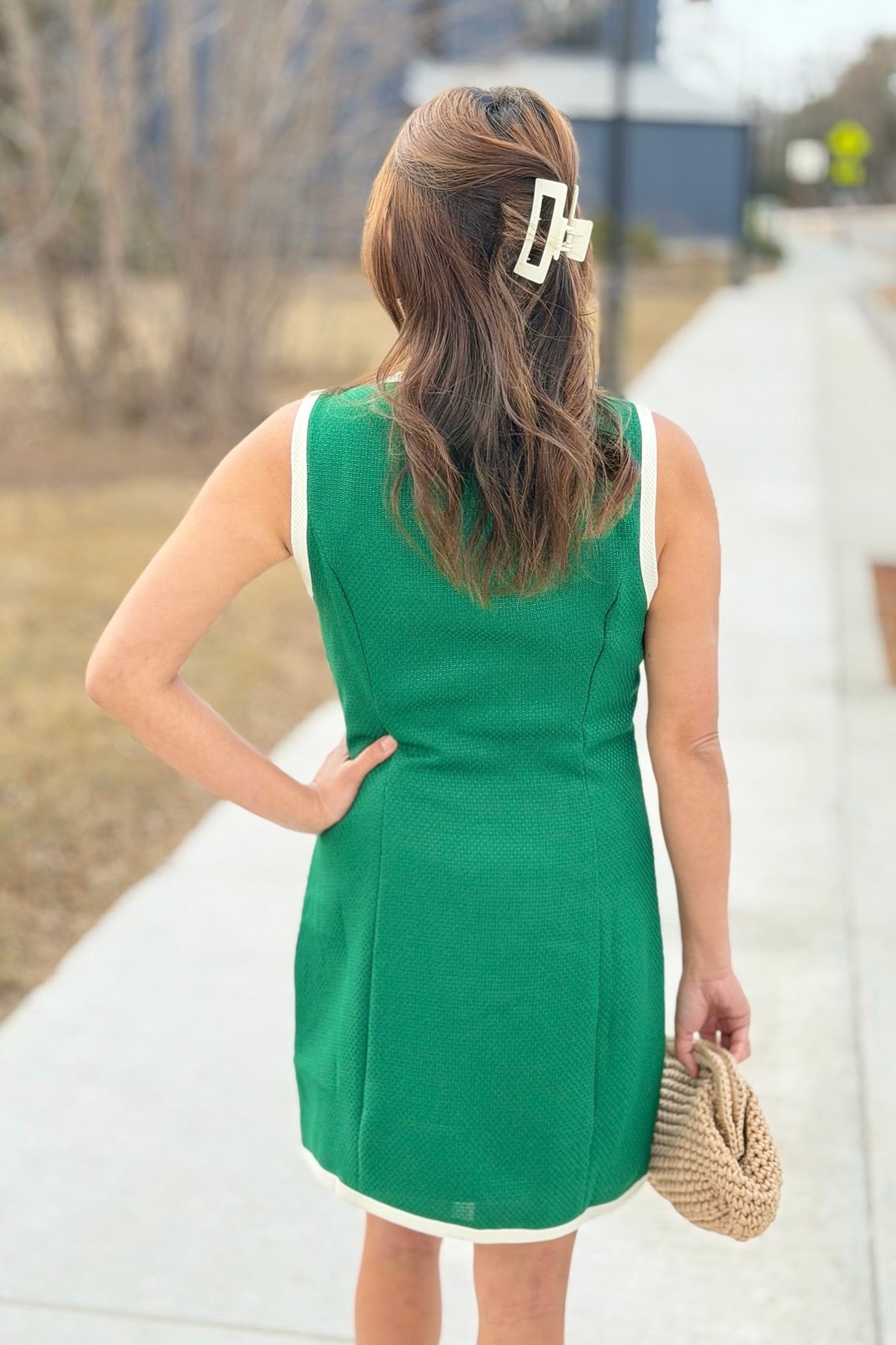 Textured Fabric Button Down Sleeveless Dress