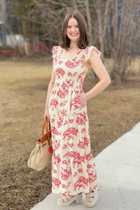 Square Neck Ruffled Sleeve Tiered Dress