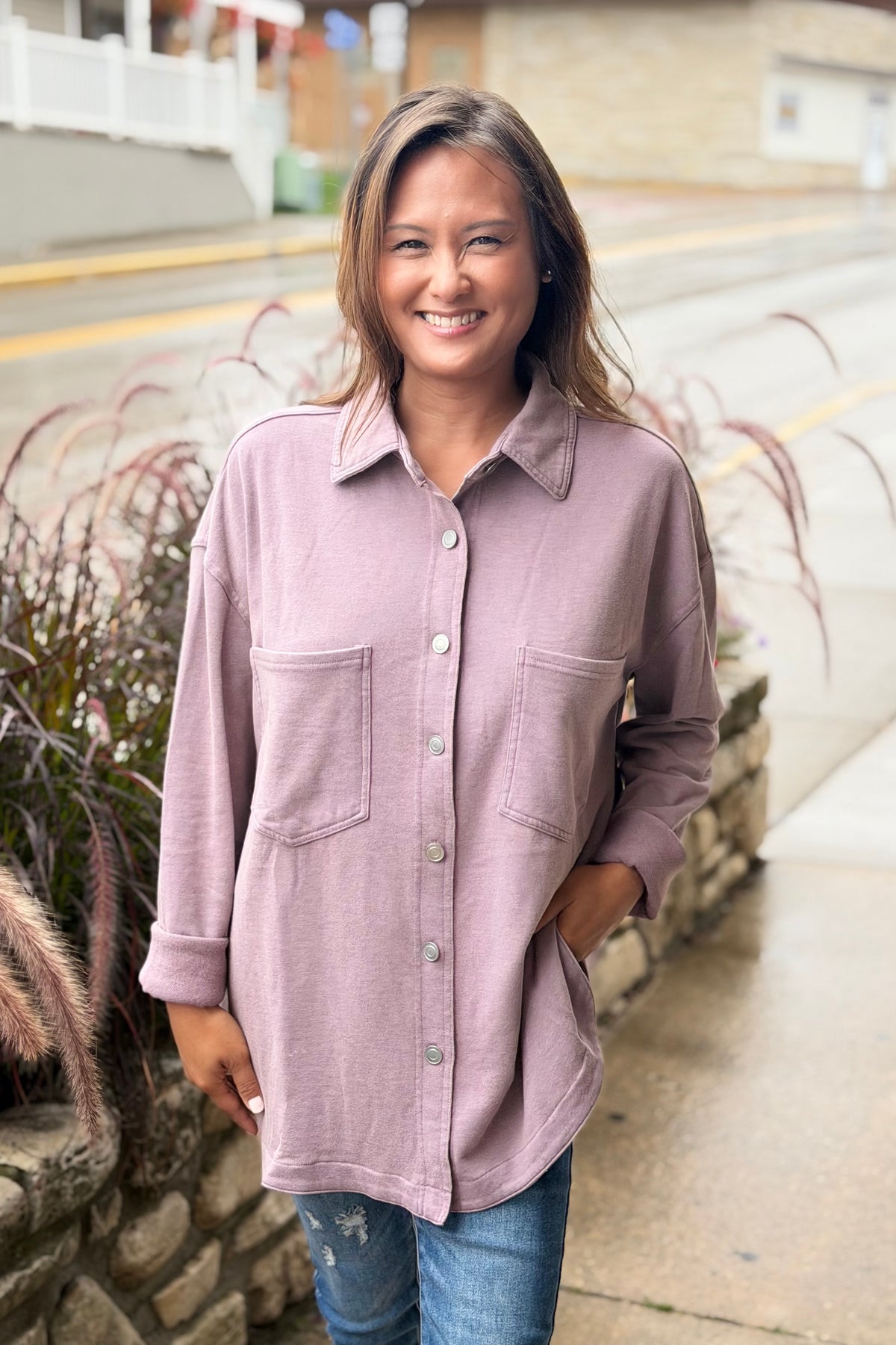 Washed Soft Button Up - Lavender