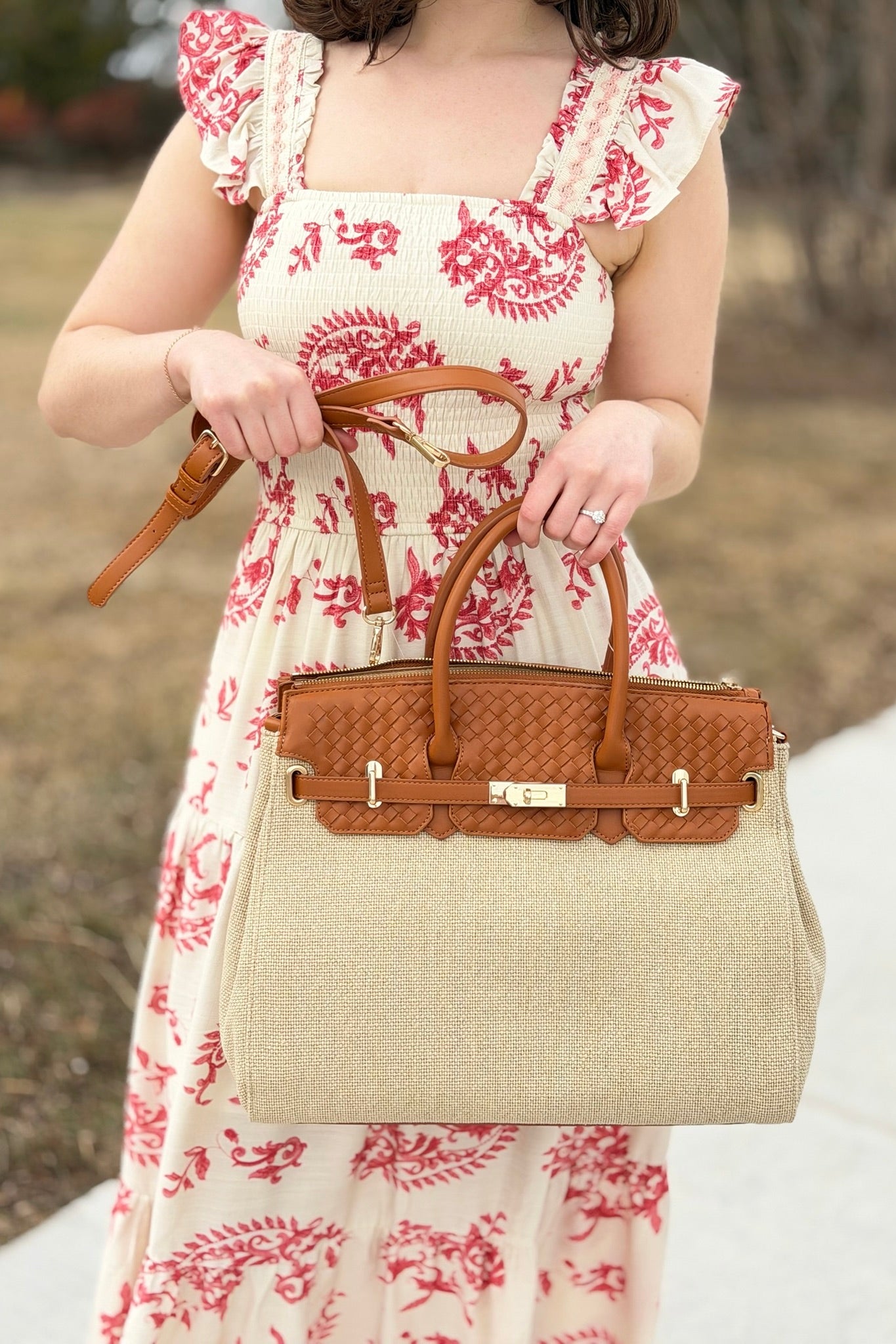 Bertha Straw & Woven Satchel Bag