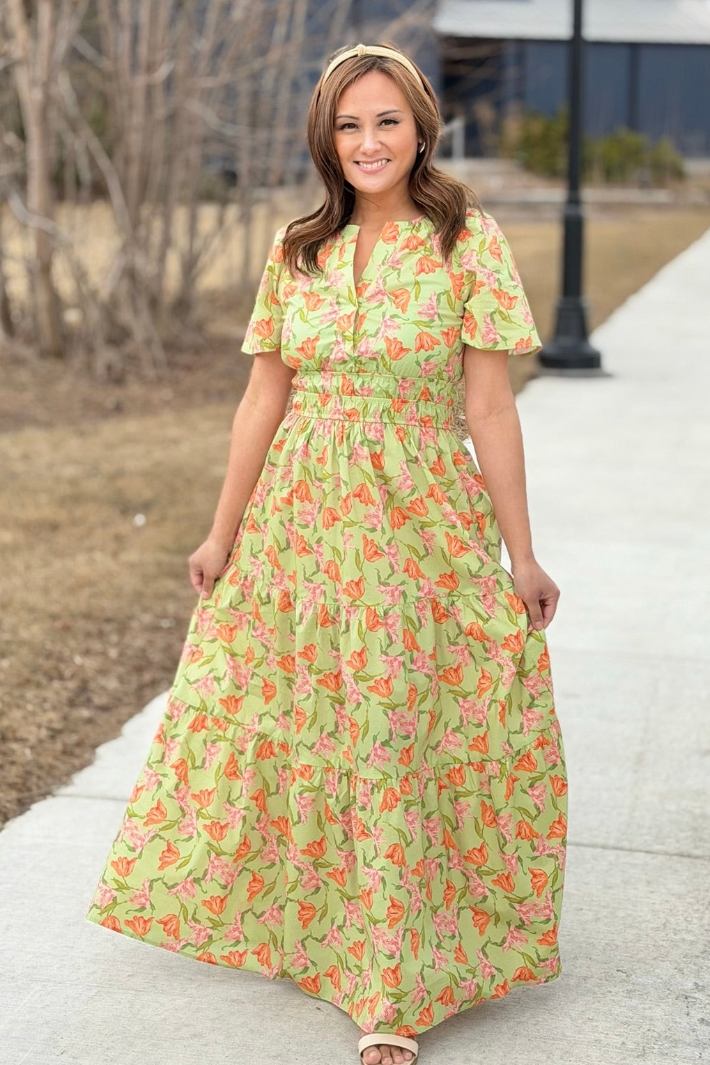 Floral Tiered Maxi Dress Sage