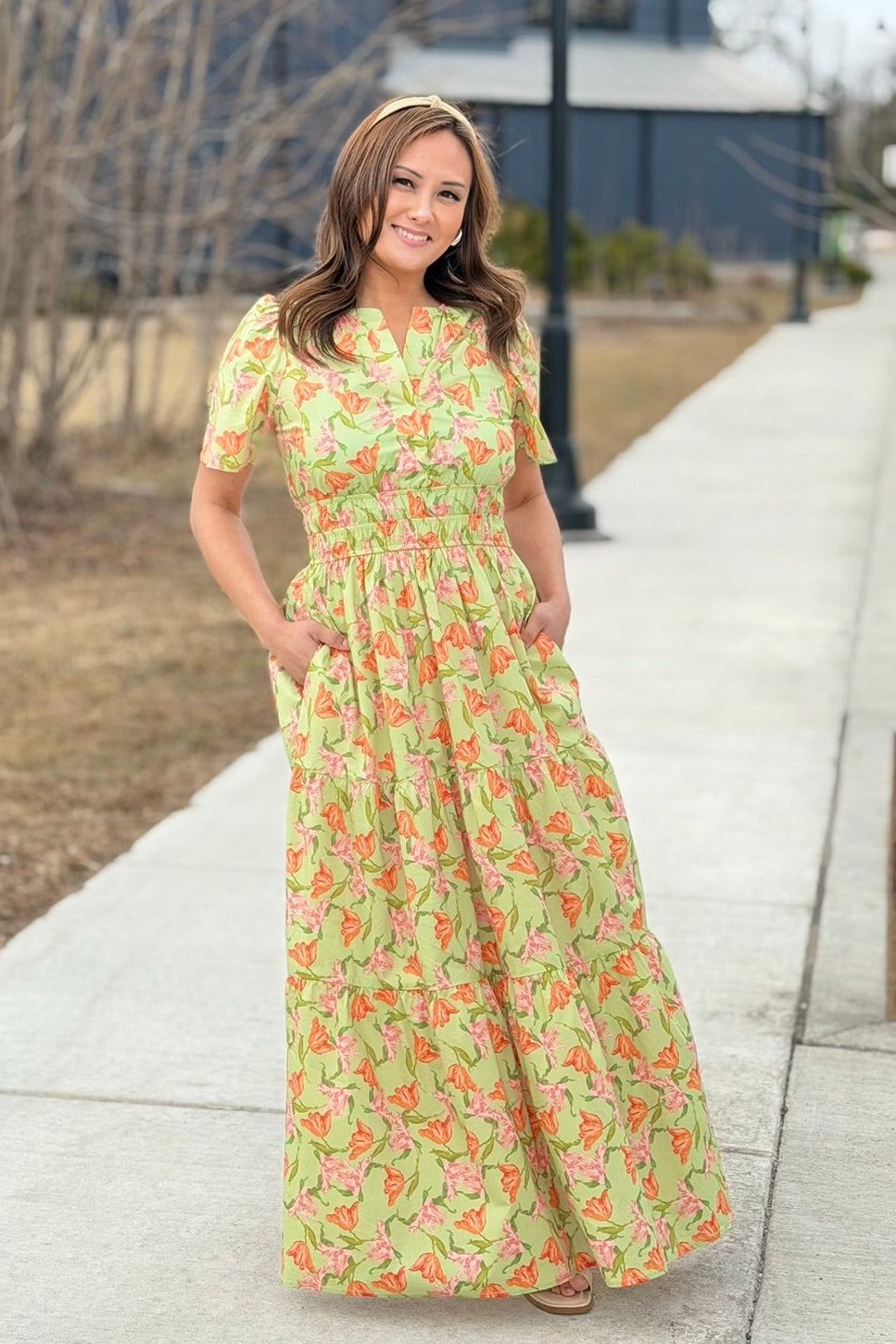 Floral Tiered Maxi Dress Sage