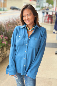 Washed Soft Button Up - Bright Blue