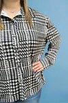 Houndstooth Print Silky Top - Black