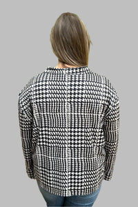 Houndstooth Print Silky Top - Black