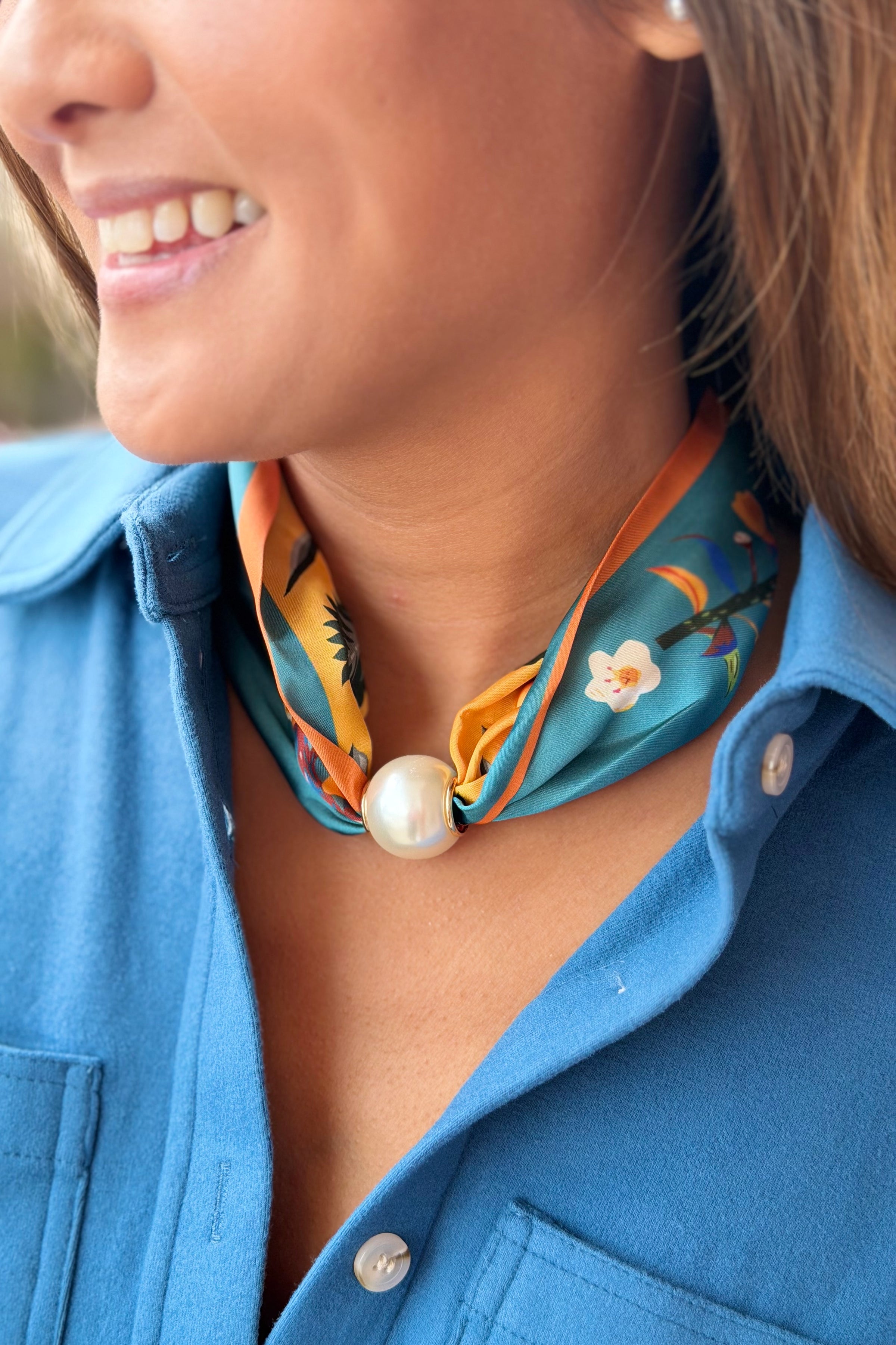 Pearl Magnetic Scarf - Teal