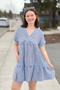 Striped Mini Dress With Pockets