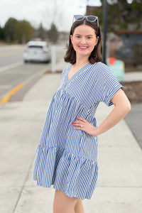 Striped Mini Dress With Pockets