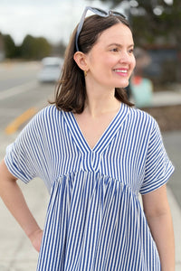 Striped Mini Dress With Pockets