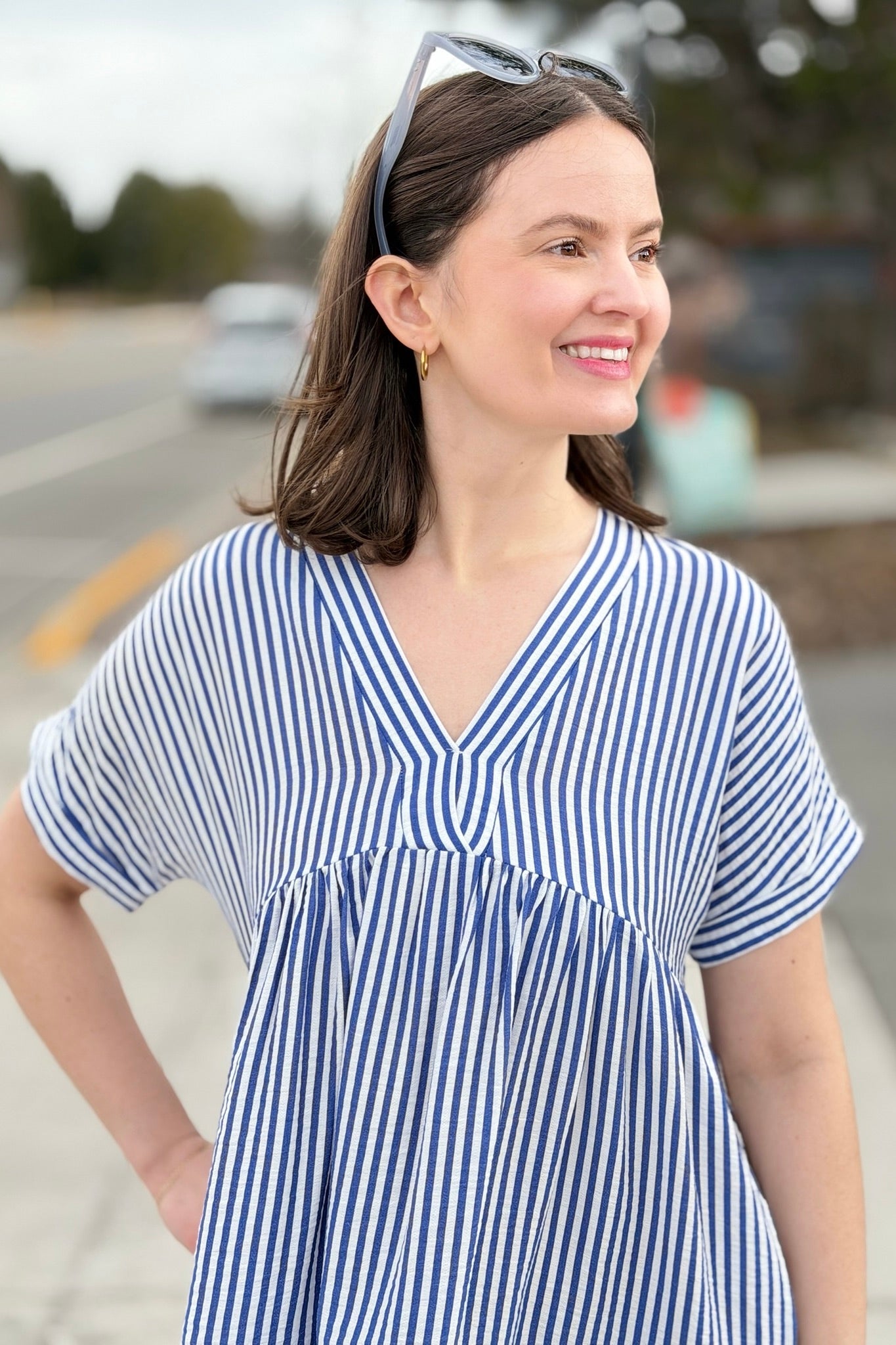 Striped Mini Dress With Pockets