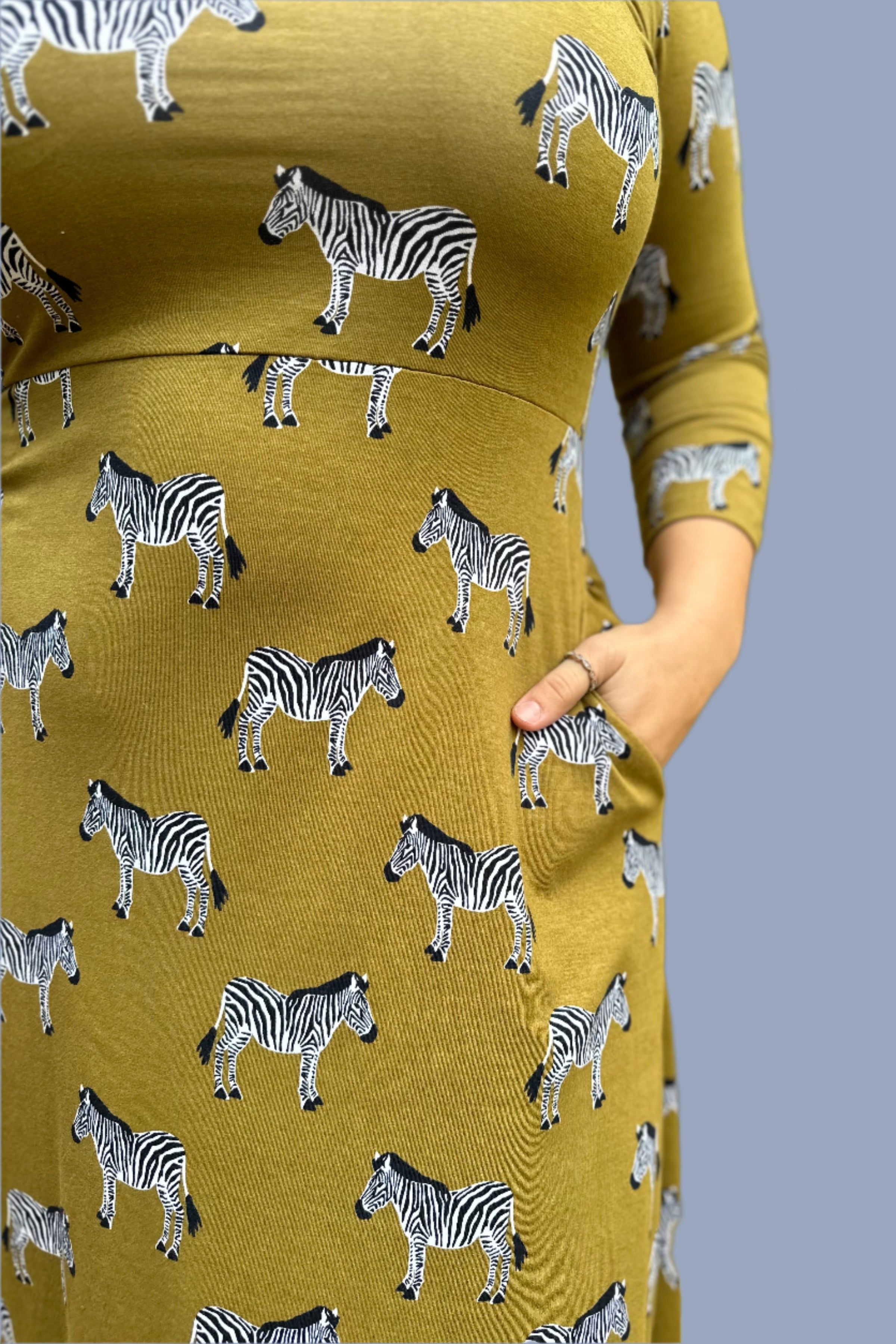 Zebra Print Maxi Dress - Green Quarter Sleeves Mata Traders Pockets Spot Zebra Print Maxi Dress - Green Quarter Sleeves Mata Traders Pockets Spot