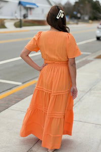Tiered Maxi Dress With Pockets - Creamsicle