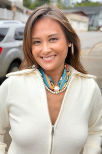 Pearl Magnetic Scarf - Teal & Pearls