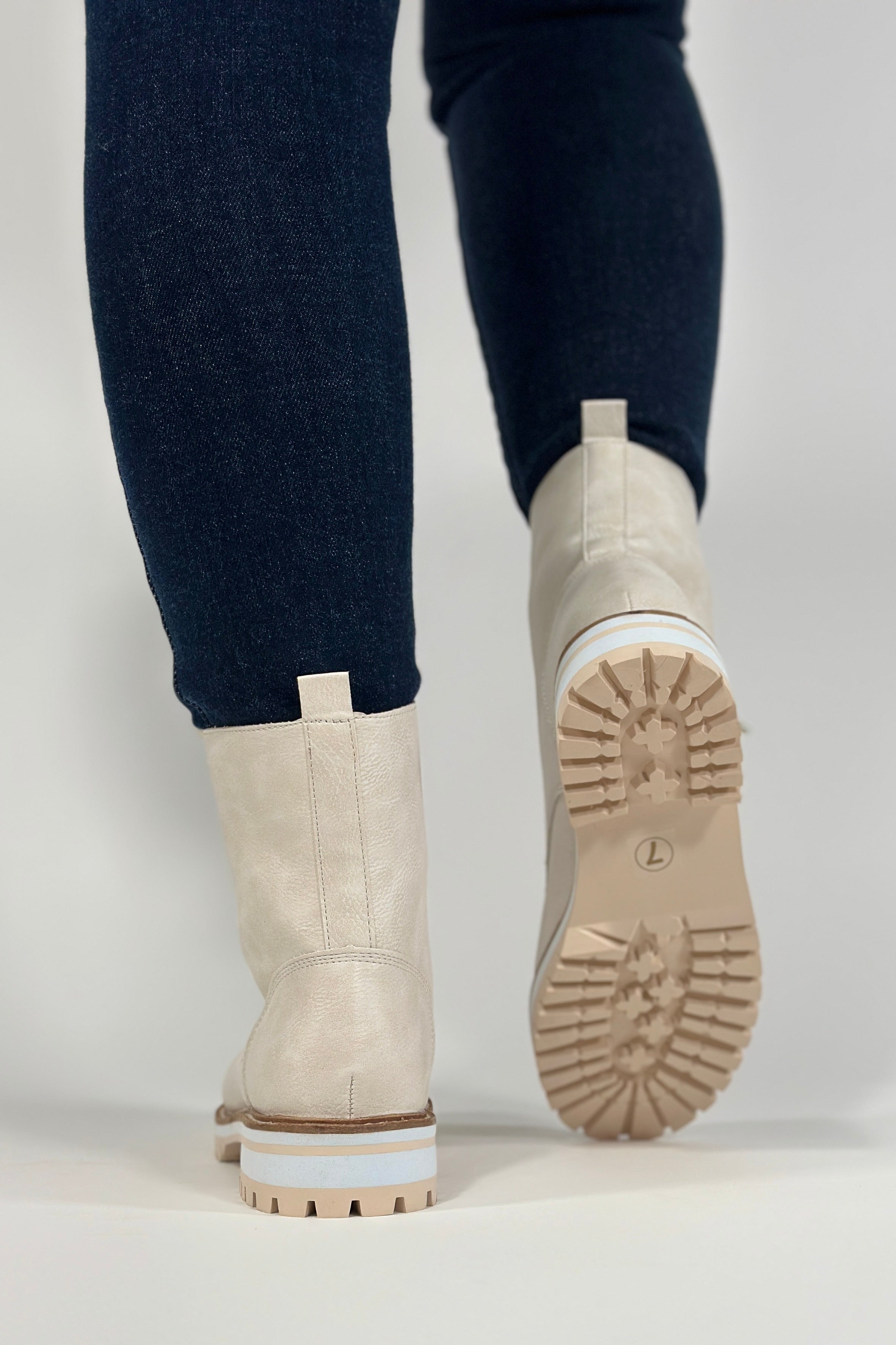 Gloria Lace Up Booties - Off White