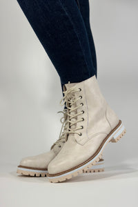 Gloria Lace Up Booties - Off White