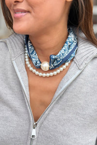 Scarf & Pearls Necklace - Thirteen