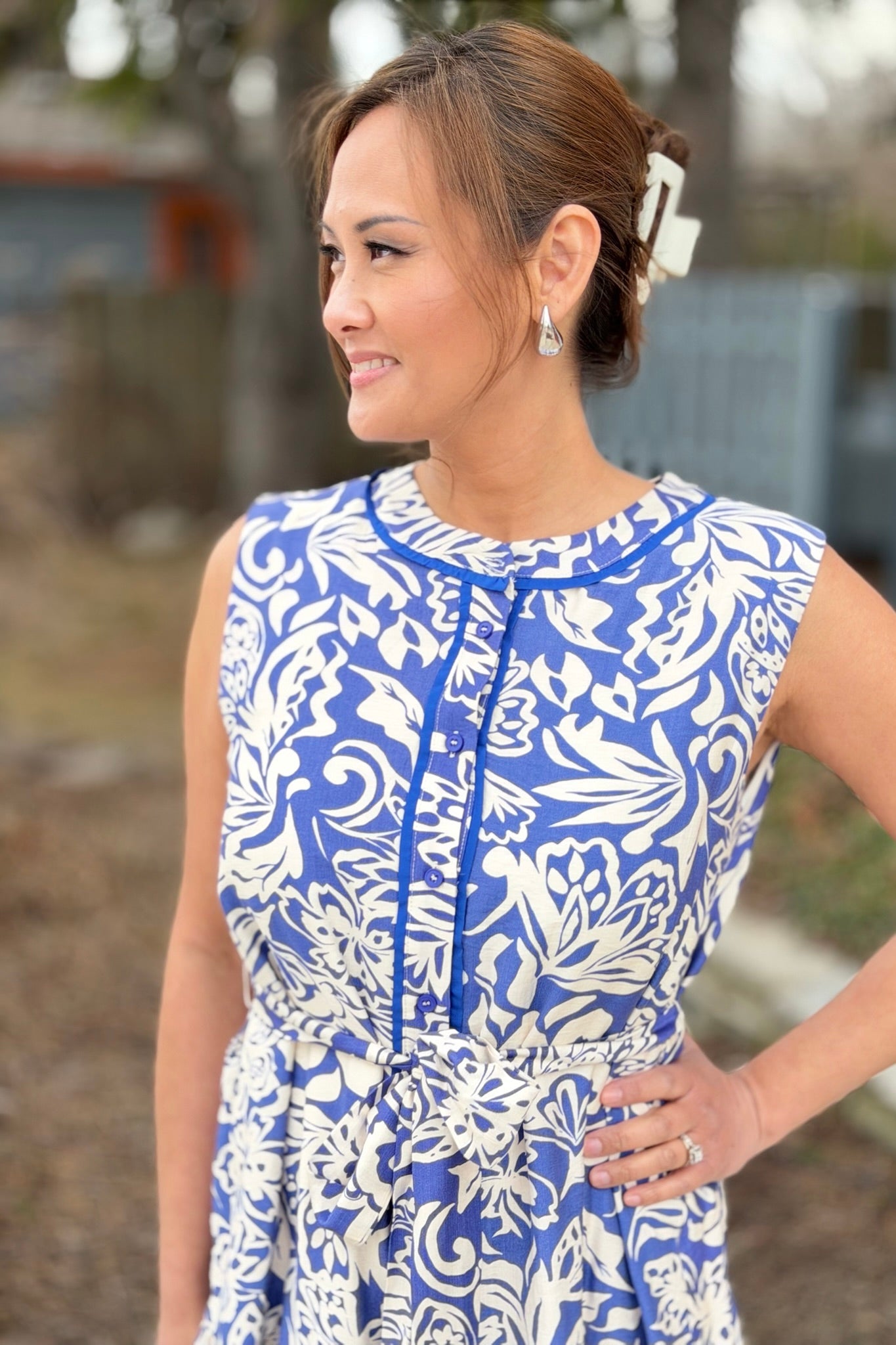 Fit And Flare Floral Printed Tie Dress