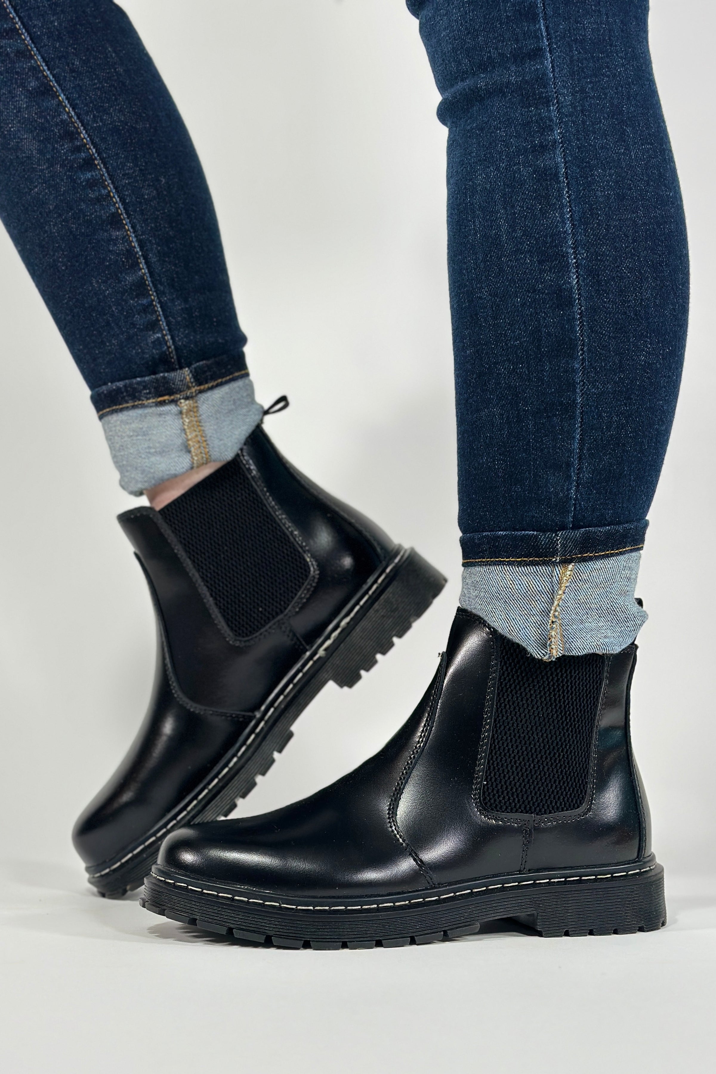 Denise Genuine Leather Bootie - Black