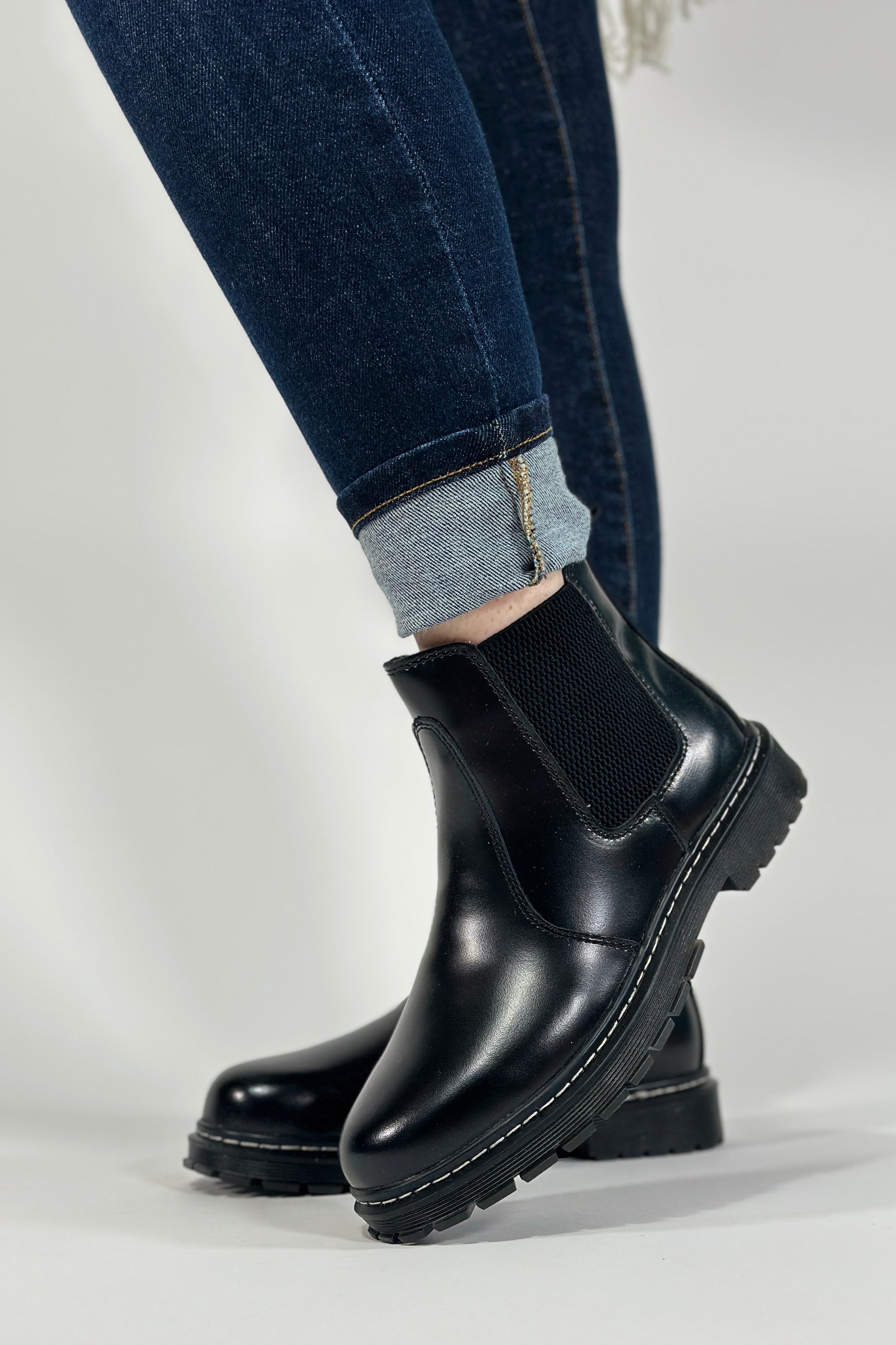 Denise Genuine Leather Bootie - Black