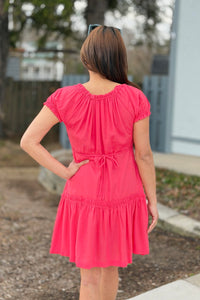 Ruched Short Sleeve Mini Dress - Teaberry