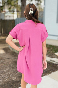 Button Up Shirt Dress - Mauve