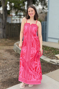 Tropical Palm Print Maxi Dress