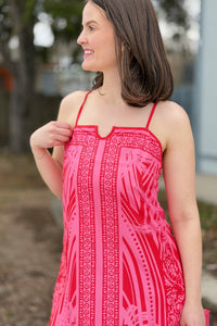 Tropical Palm Print Maxi Dress